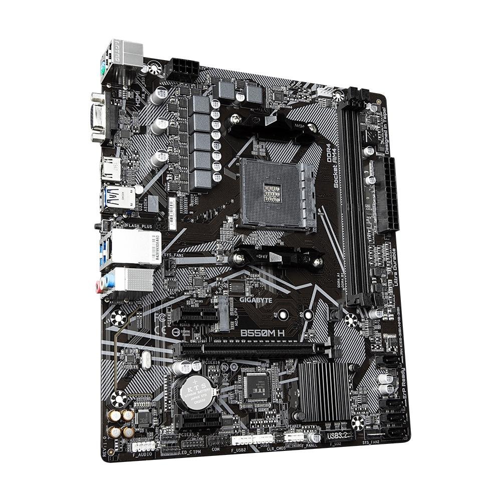 Imagem 3 de 4 do produto Placa-Mãe Gigabyte B550M H, AMD AM4, Micro ATX, DDR4, Preto - B550M H
