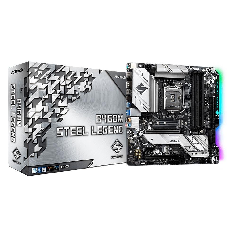 Placa Mãe ASRock B460M Steel Legend, Intel LGA1200, Micro ATX