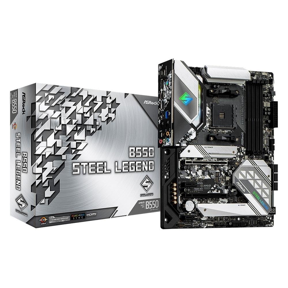 Placa Mãe ASRock B550 Steel Legend, AMD AM4, ATX, DDR4 | KaBuM!