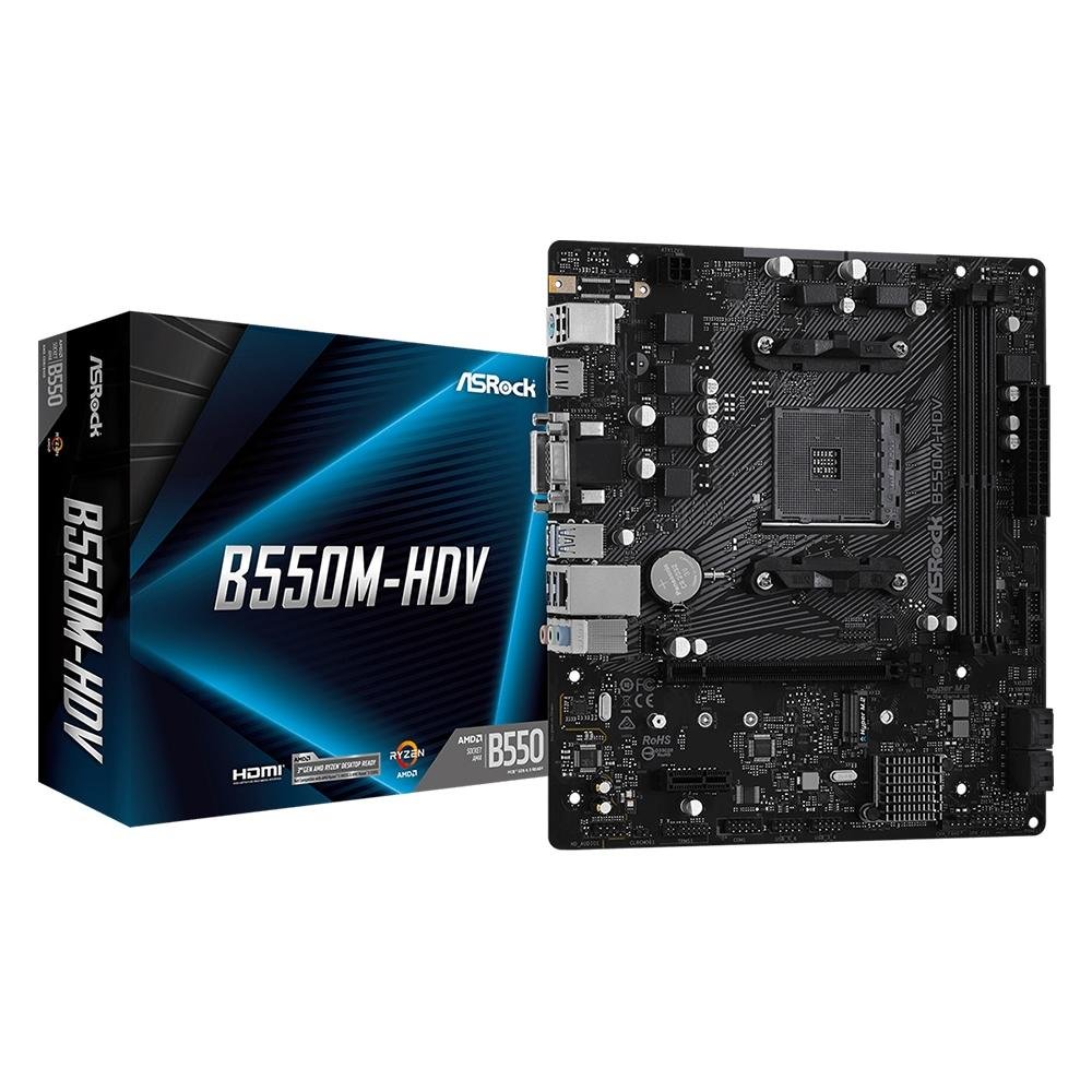 Placa Mãe ASRock B550M-HDV, AMD AM4, Micro ATX, DDR4 | KaBuM!