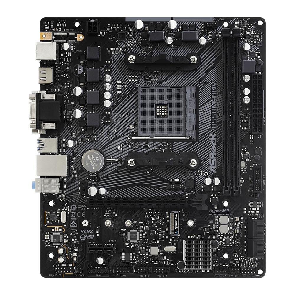 Placa-Mãe ASRock B550M-HDV, AMD AM4, Micro ATX, DDR4, Preto - 90-MXBDJ0-A0UAYZ