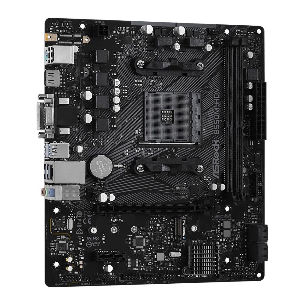 Placa-Mãe ASRock B550M-HDV, AMD AM4, Micro ATX, DDR4, Preto - 90-MXBDJ0-A0UAYZ