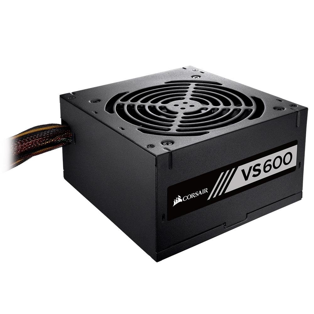 Fonte Corsair VS600, 600W, 80 Plus White, Sem Cabo, Preto - CP-9020224-BR Fonte Corsair VS600, 600W, 80 Plus White, Sem Cabo, Preto - CP-9020224-BR