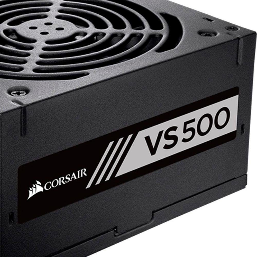 Fonte Corsair VS500, 500W, 80 Plus White, Com Cabo, Preto - CP-9020223-BR Fonte Corsair VS500, 500W, 80 Plus White, Com Cabo, Preto - CP-9020223-BR