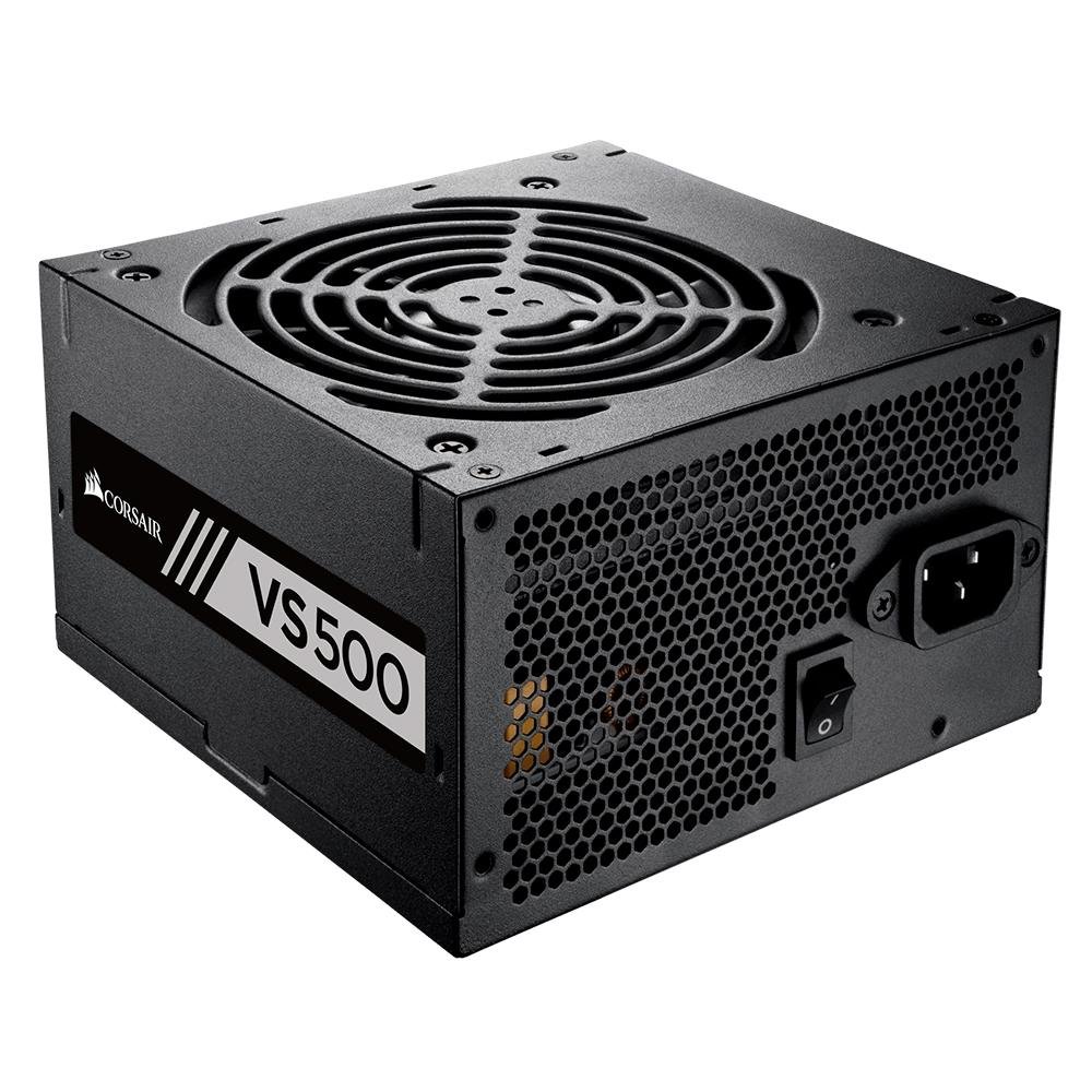 Fonte Corsair VS500, 500W, 80 Plus White, Com Cabo, Preto - CP-9020223-BR Fonte Corsair VS500, 500W, 80 Plus White, Com Cabo, Preto - CP-9020223-BR