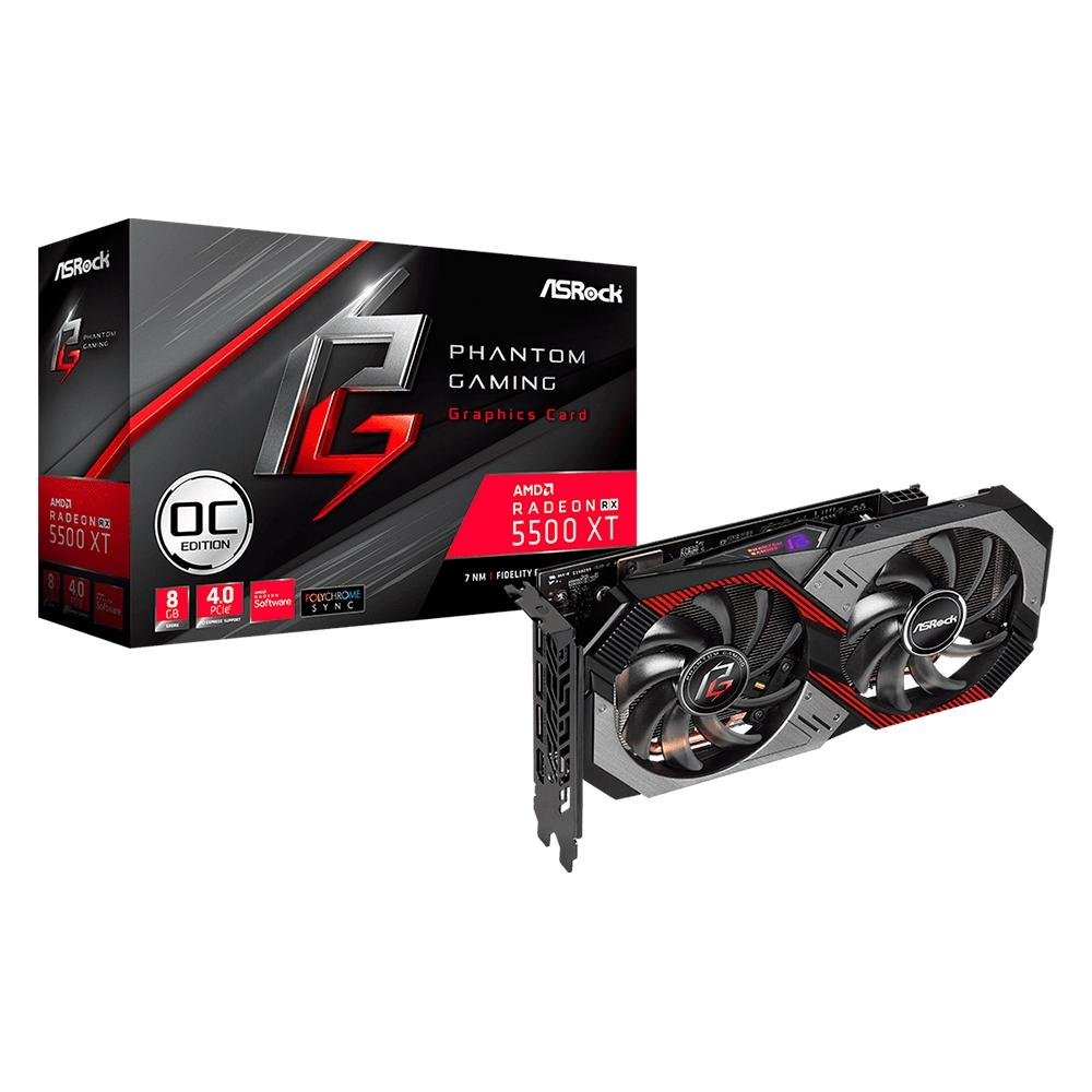 憧れ AMD ASRock Vídeo de Placa Radeon D Gaming Phantom XT 5500 RX Graphic Board, Gravo, Video Card
