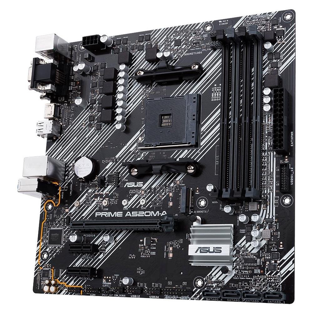 Imagem 2 de 6 do produto Placa-Mãe ASUS Prime A520M-A, AMD AM4, mATX, DDR4, Preto - 90MB14Z0-M0EAY0