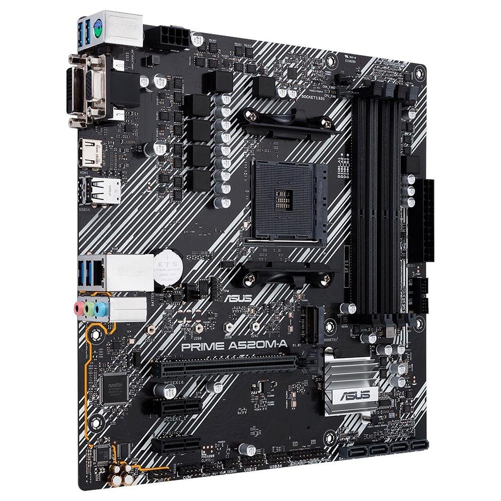 Imagem 3 de 6 do produto Placa-Mãe ASUS Prime A520M-A, AMD AM4, mATX, DDR4, Preto - 90MB14Z0-M0EAY0