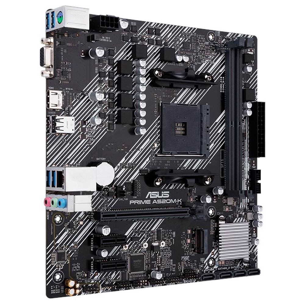 Placa-Mãe ASUS Prime A520M-K, AMD AM4, mATX, DDR4, Preto - 90MB1500-M0EAY0 Placa-Mãe ASUS Prime A520M-K, AMD AM4, mATX, DDR4, Preto - 90MB1500-M0EAY0