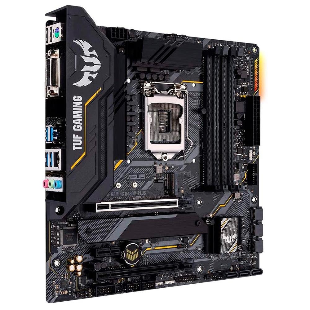 Placa-Mãe ASUS TUF Gaming B460M-Plus, Intel LGA1200, mATX, DDR4, Preto - 90MB1450-C1BAY0 Placa-Mãe ASUS TUF Gaming B460M-Plus, Intel LGA1200, mATX, DDR4, Preto - 90MB1450-C1BAY0