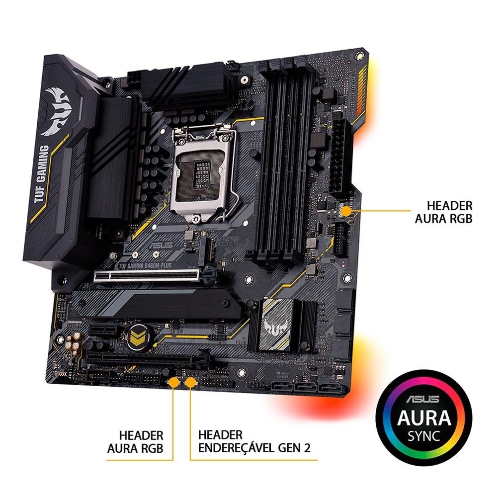 Imagem 9 de 11 do produto Placa-Mãe ASUS TUF Gaming B460M-Plus, Intel LGA1200, mATX, DDR4, Preto - 90MB1450-C1BAY0