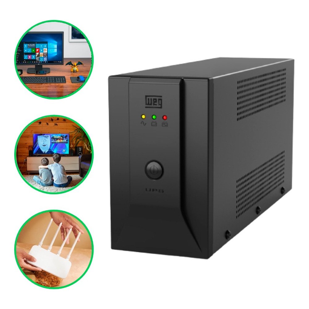 Nobreak WEG Home, 800VA, 6 Tomadas Entrada Bivolt e Saida 115V - 15002063 Nobreak WEG Home, 800VA, 6 Tomadas Entrada Bivolt e Saida 115V - 15002063