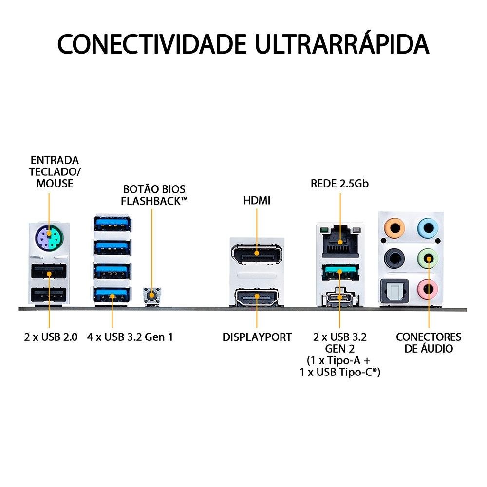 Placa-Mãe ASUS TUF Gaming B550M-Plus, AMD AM4, mATX, DDR4, Preto - 90MB14A0-C1BAY0 - view 8