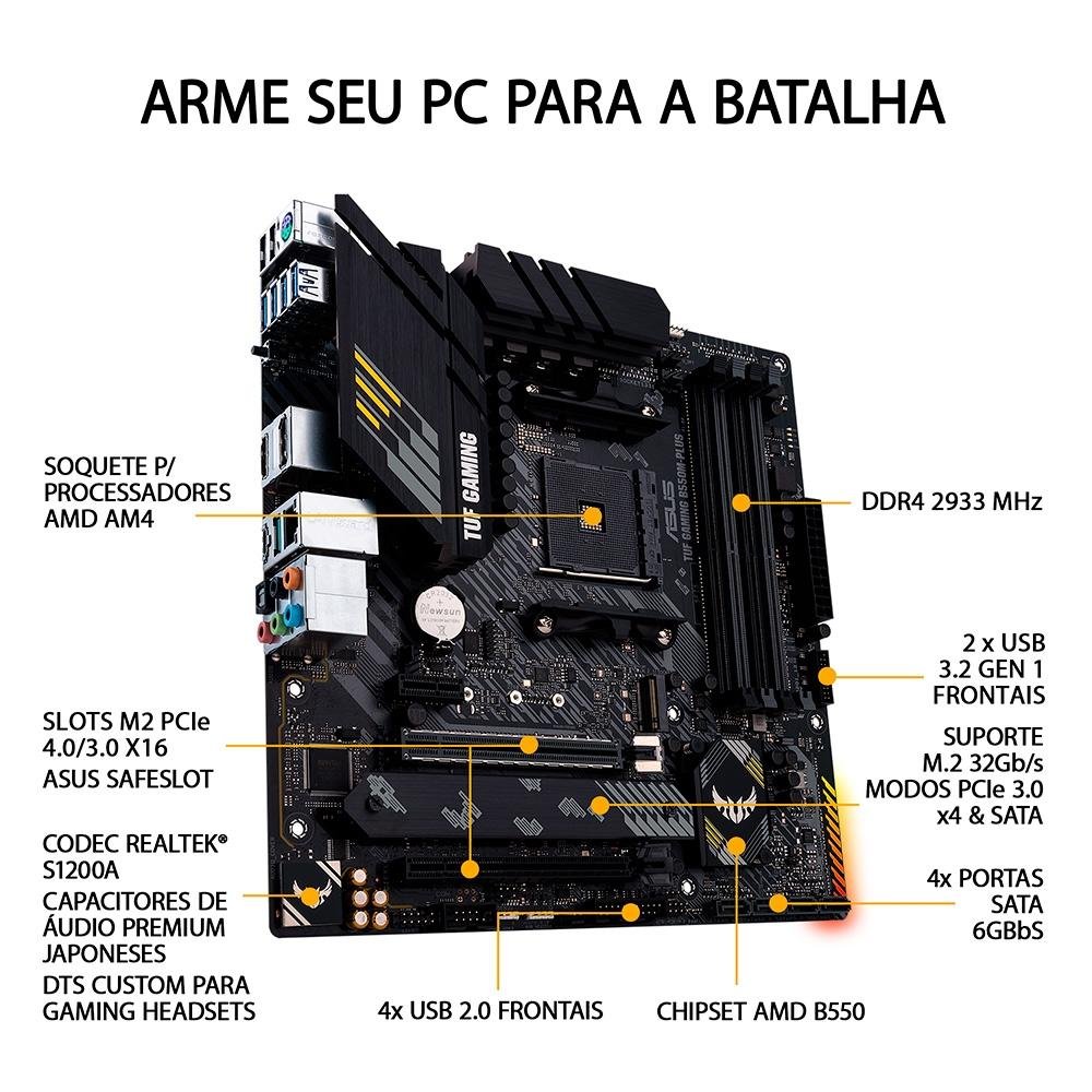 Placa-Mãe ASUS TUF Gaming B550M-Plus, AMD AM4, mATX, DDR4, Preto - 90MB14A0-C1BAY0 - view 10