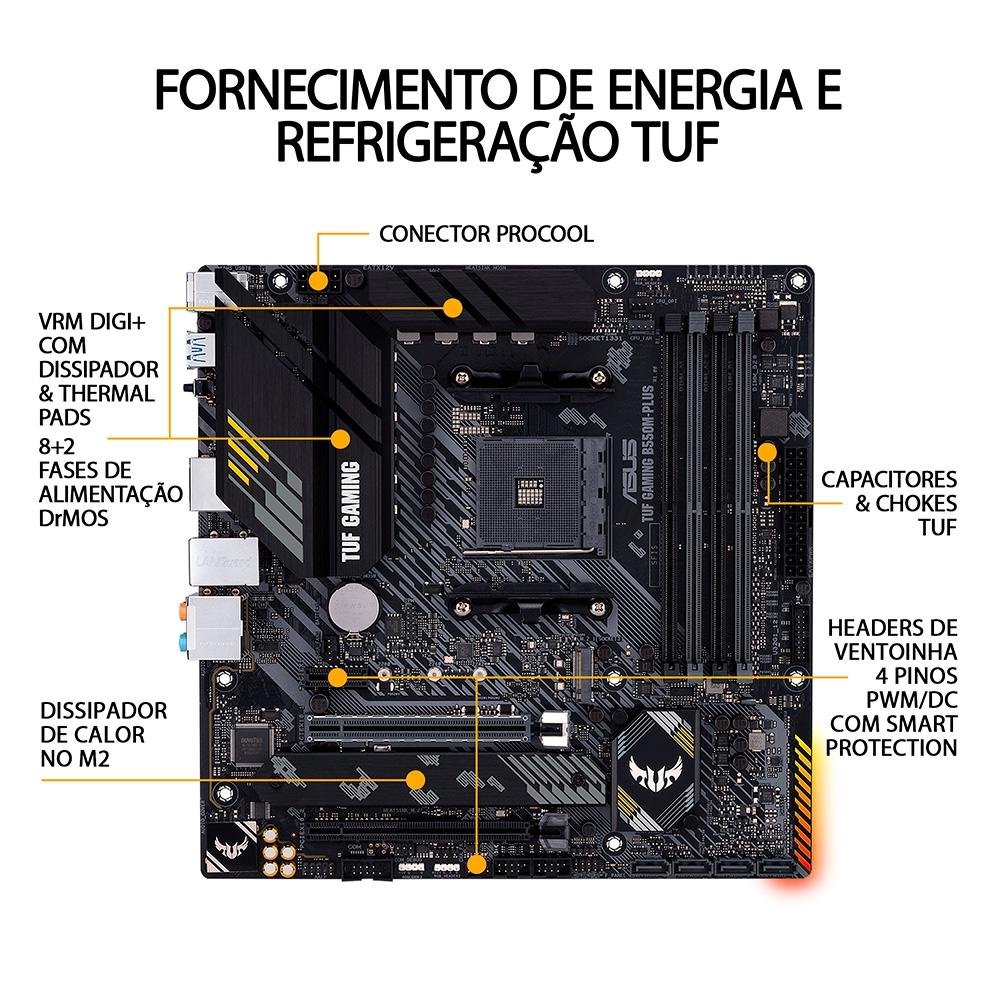 Placa-Mãe ASUS TUF Gaming B550M-Plus, AMD AM4, mATX, DDR4, Preto - 90MB14A0-C1BAY0 - view 11