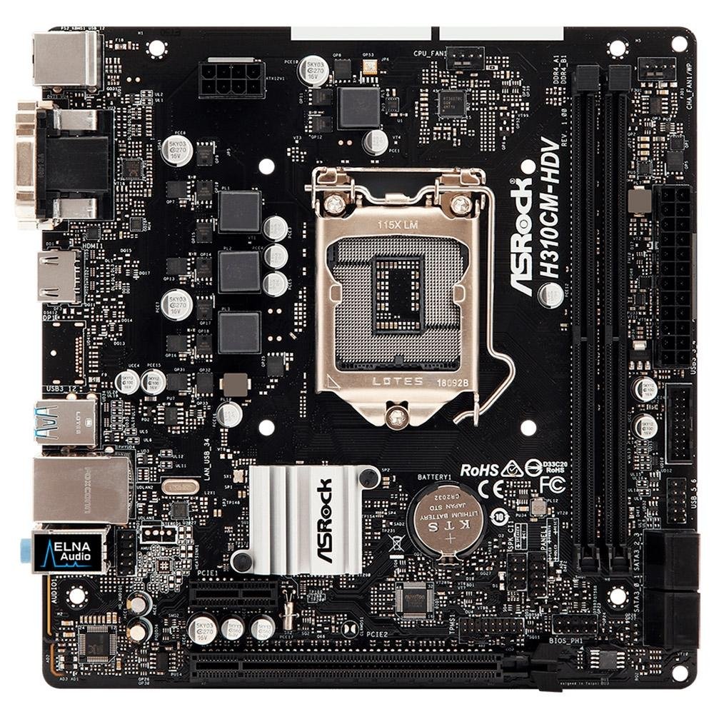 CPU core i5 9400f ASRock H310CM-HDV/M.2 Kit Placa Mãe Asrock H310cm Hdv Intel I5 9400f 8gb 3000mhz Preto