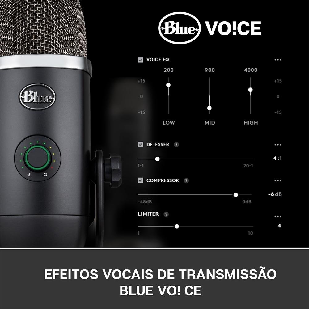 Microfone Condensador Blue Yeti X Podcast, USB, Preto - 988-000105 Microfone Condensador Blue Yeti X Podcast, USB, Preto - 988-000105