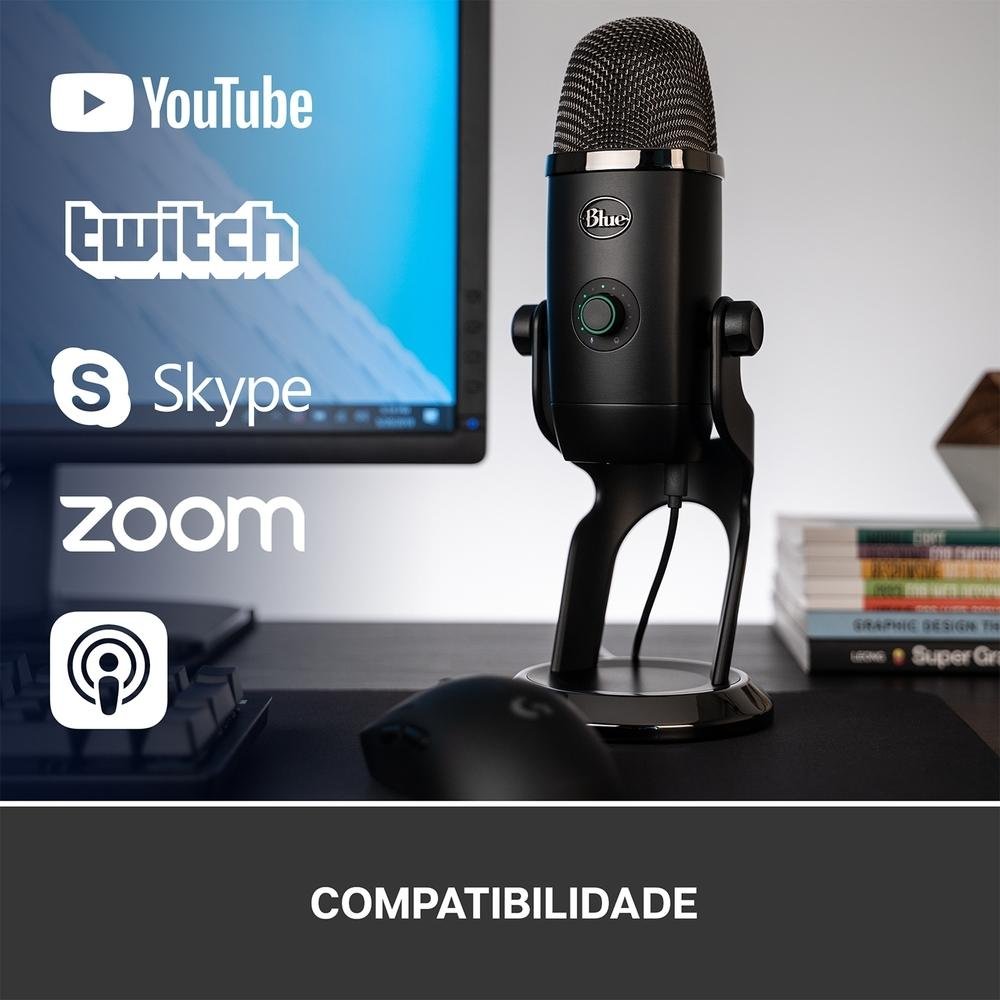 Microfone Condensador Blue Yeti X Podcast, USB, Preto - 988-000105 Microfone Condensador Blue Yeti X Podcast, USB, Preto - 988-000105