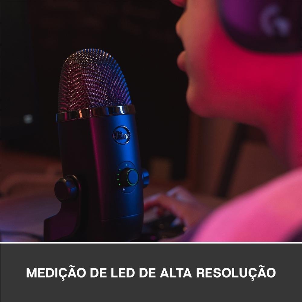 Microfone Condensador Blue Yeti X Podcast, USB, Preto - 988-000105 Microfone Condensador Blue Yeti X Podcast, USB, Preto - 988-000105