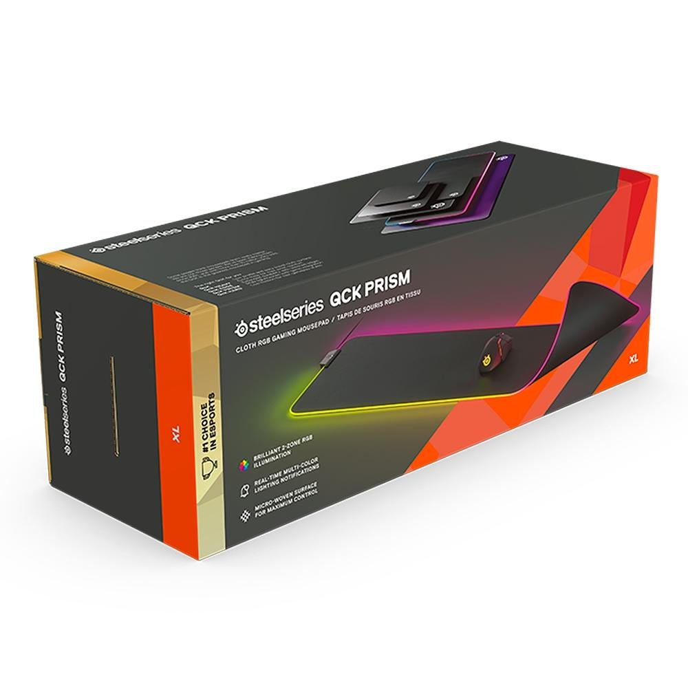 Imagem 3 de 3 do produto Mousepad Gamer Steelseries QCK Prism Cloth, RGB, Extra Grande (900x300mm) - 63826