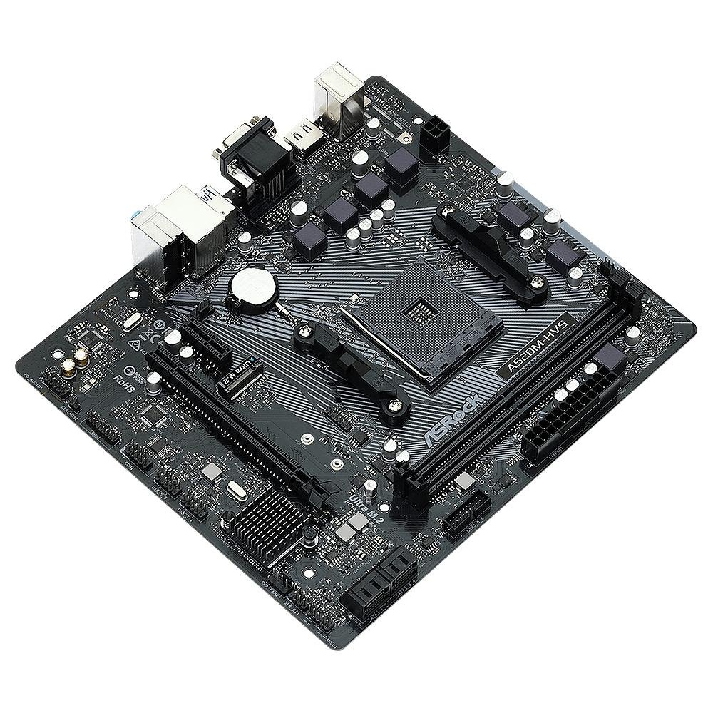 Placa-Mãe ASRock A520M-HVS, AMD AM4, Micro ATX, DDR4, Preto - 90-MXBE60-A0UAYZ - view 4
