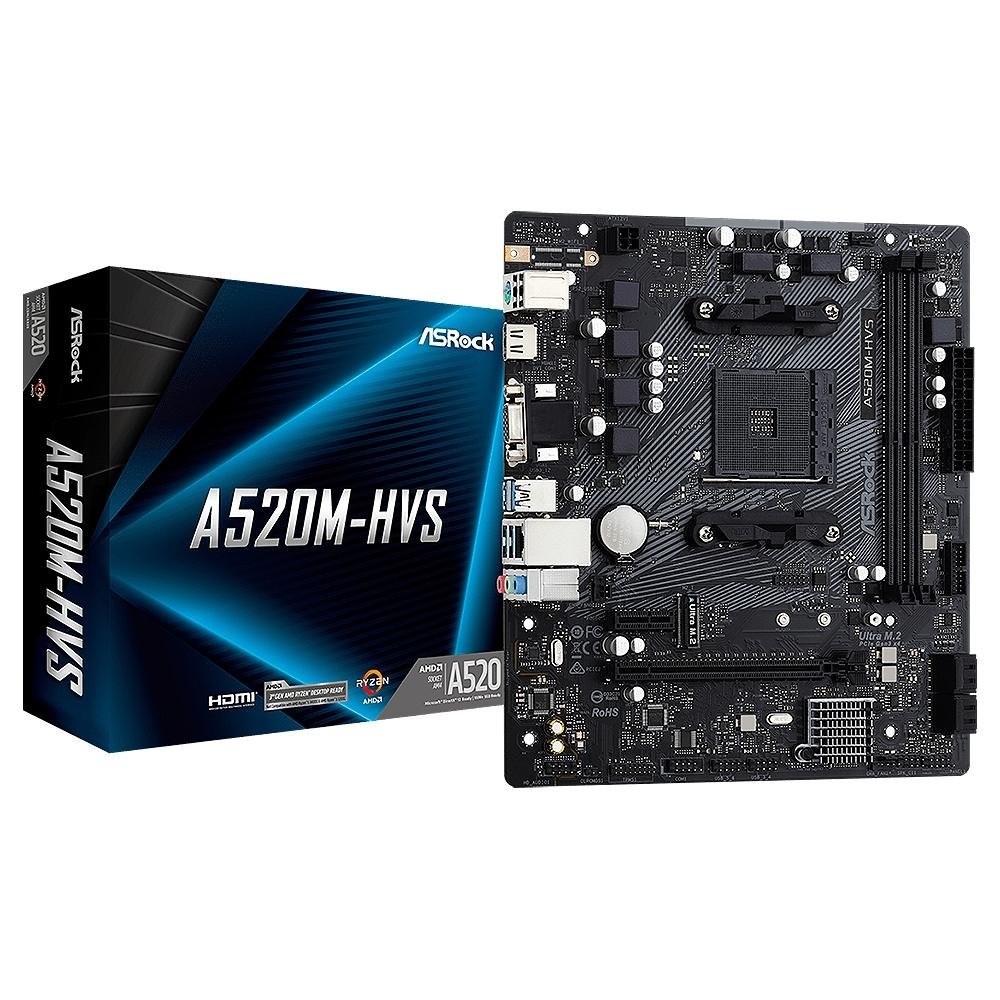 Placa-Mãe ASRock A520M-HVS, AMD AM4, Micro ATX, DDR4, Preto - 90-MXBE60-A0UAYZ 4
