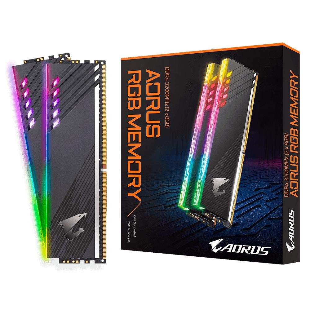 Memória Aorus RGB, 16GB (2x8GB), 3200MHz, DDR4, CL16, Preto - GP