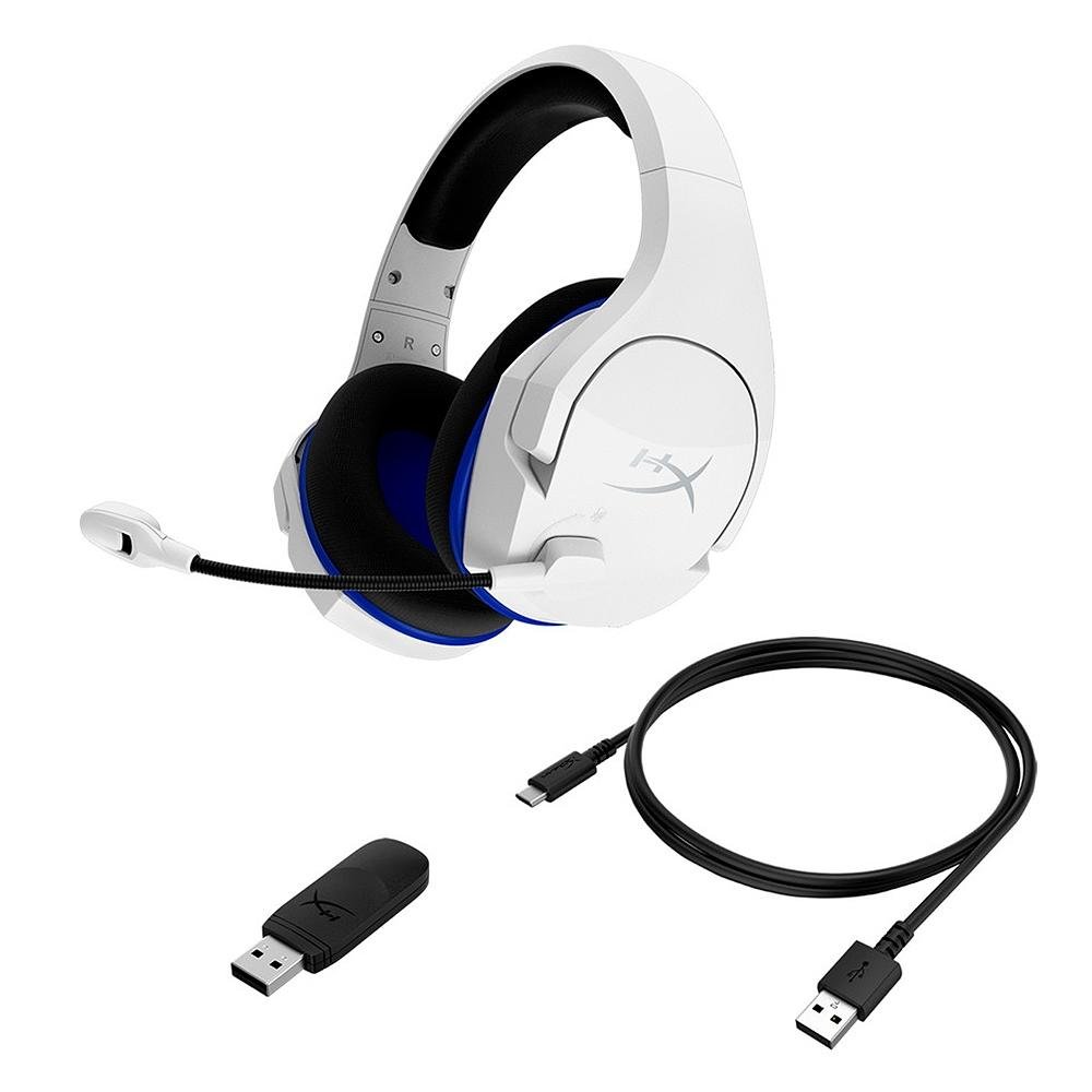 Headset Sem Fio Gamer HyperX Cloud Stinger Core, Drivers 40mm, PS5 PS4 e PC, Branco e Azul - 4P5J1AA Headset Sem Fio Gamer HyperX Cloud Stinger Core, Drivers 40mm, PS5 PS4 e PC, Branco e Azul - 4P5J1AA