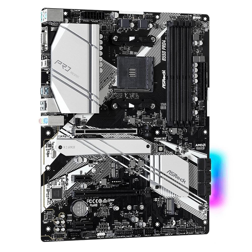 Imagem 3 de 5 do produto Placa-Mãe ASRock B550 Pro4, AMD AM4, ATX, DDR4, Preto - 90-MXBCZ0-A0UAYZ