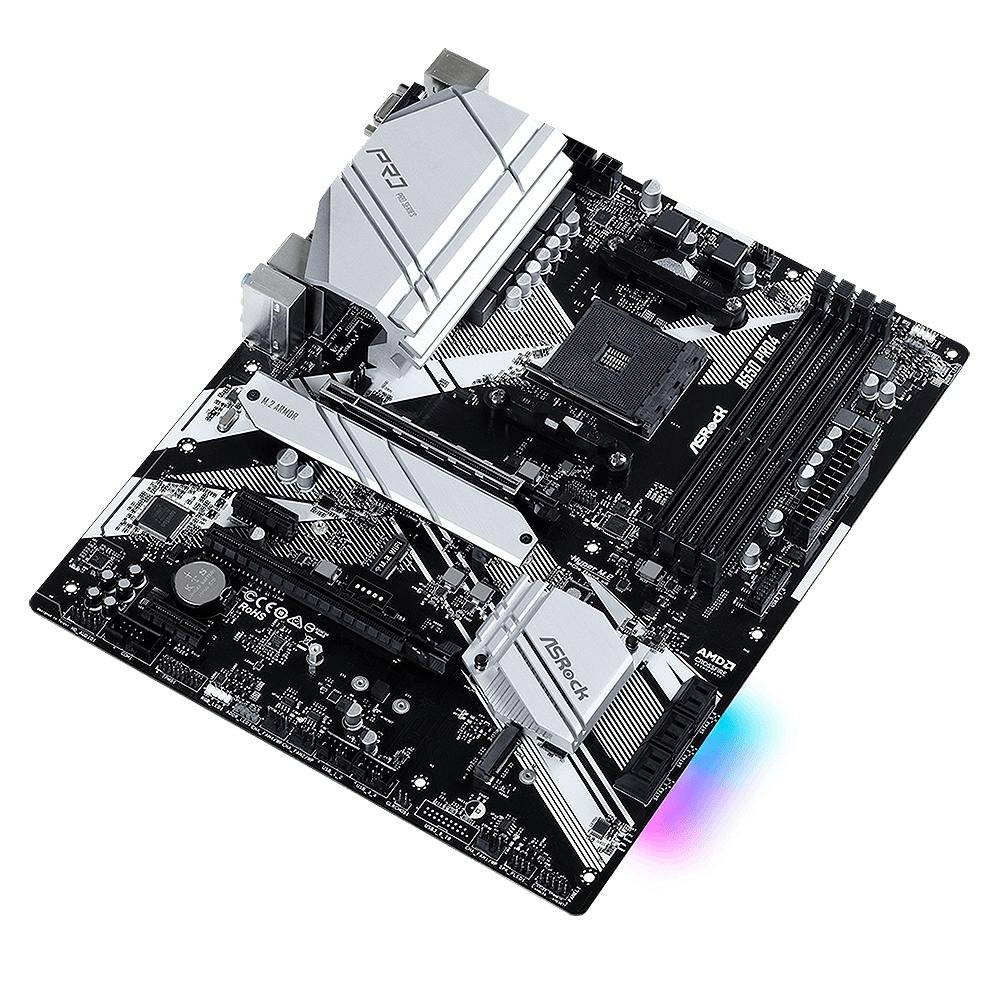 Imagem 4 de 5 do produto Placa-Mãe ASRock B550 Pro4, AMD AM4, ATX, DDR4, Preto - 90-MXBCZ0-A0UAYZ