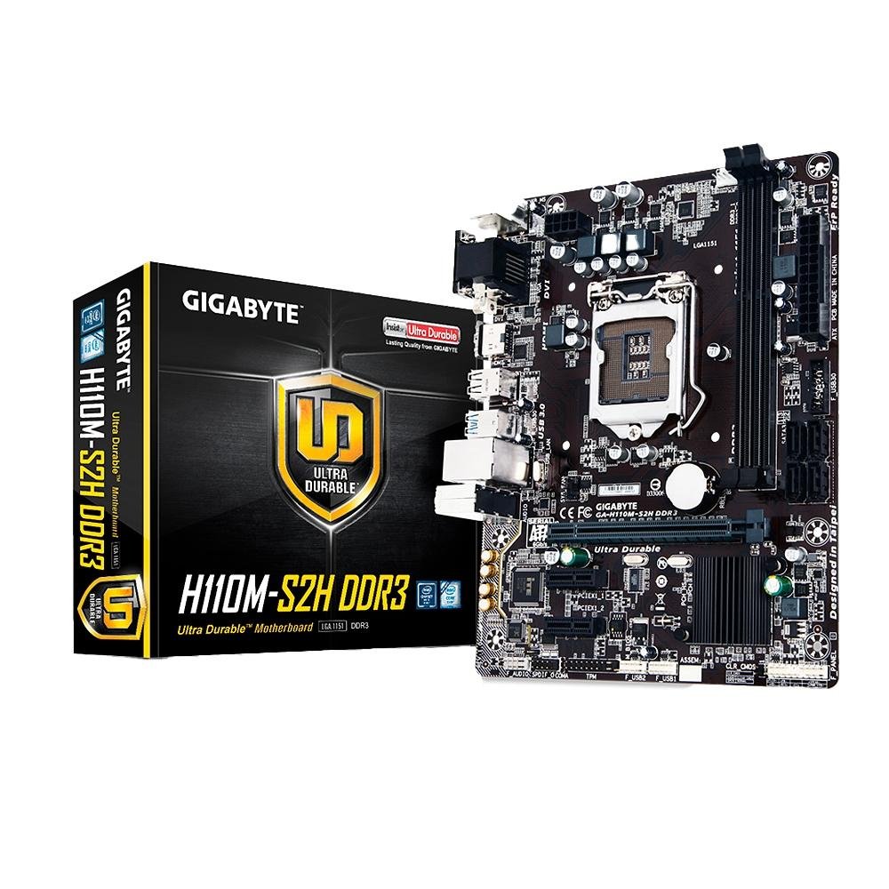Placa-Mãe Gigabyte GA-H110M-S2H, Intel LGA 1151, Micro ATX, DDR3, Preto - GA-H110M-S2H DDR3 Placa-Mãe Gigabyte GA-H110M-S2H, Intel LGA 1151, Micro ATX, DDR3, Preto - GA-H110M-S2H DDR3