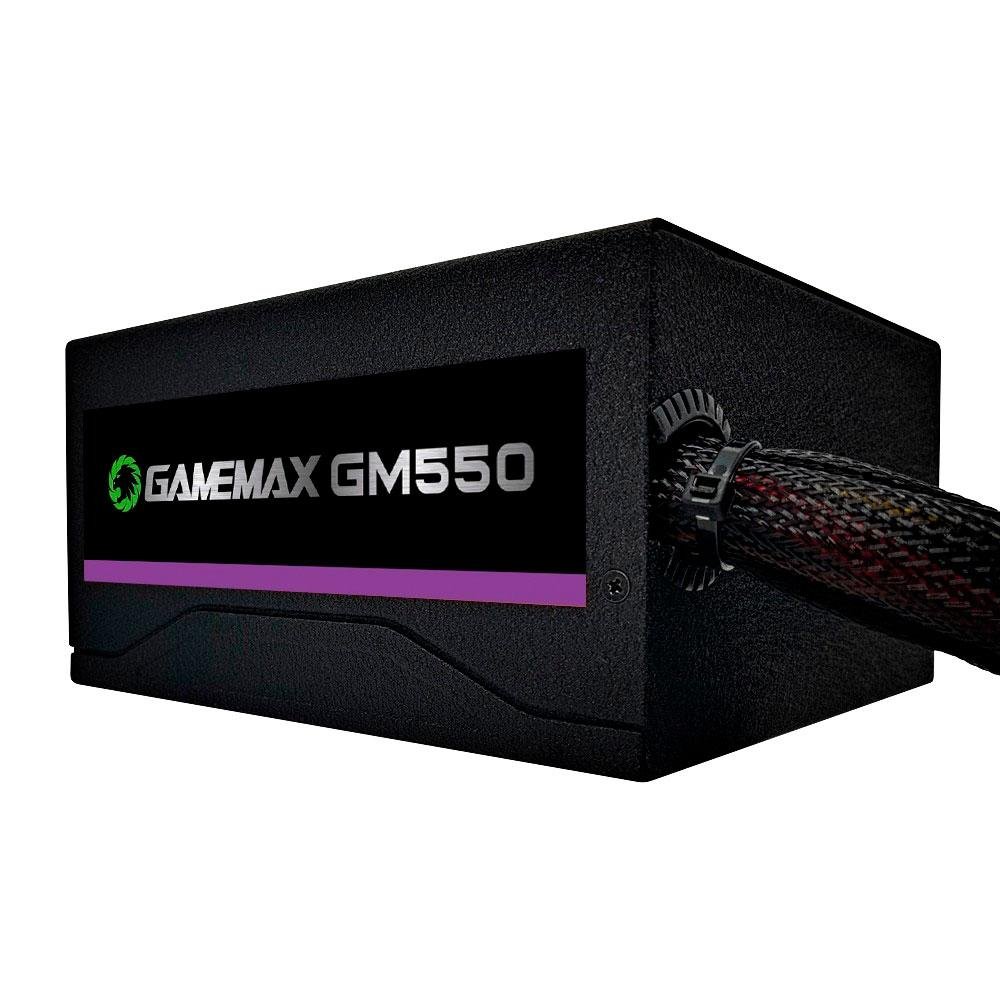 Imagem 2 de 7 do produto Fonte Gamemax, 550W, 80 Plus Bronze, PFC Ativo, Com Cabo, Preto - GM550