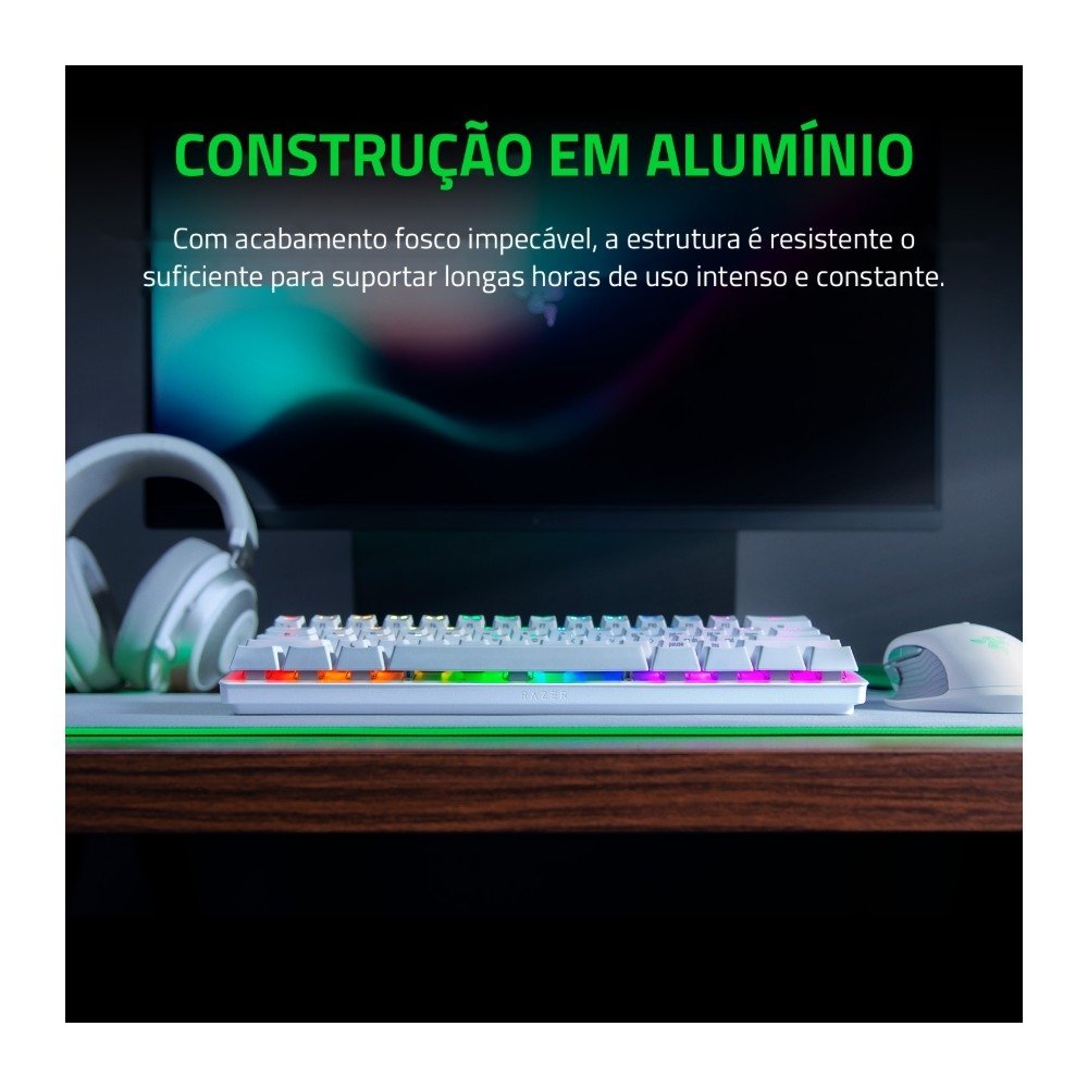 Teclado Gamer Óptico ( Balão.info) Mini, RGB, Switch Clicky Roxo, Formato 60%, Cabo USB-C Destacável, US, Alumínio Mercury Branco - RZ03-( Balão.info - foto 5