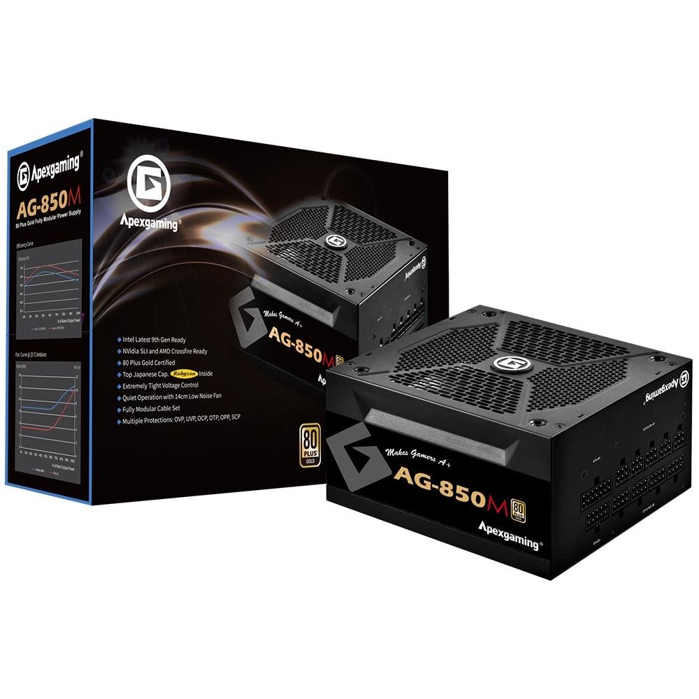 Fonte Apexgaming Power Supply, 850W, 80 Plus Gold, Modular - AG