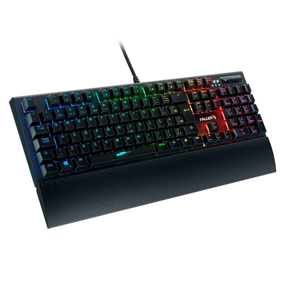 Teclado Gamer Mecânico Fallen Falcão-Peregrino V3, RGB, Switch Black, ABNT2