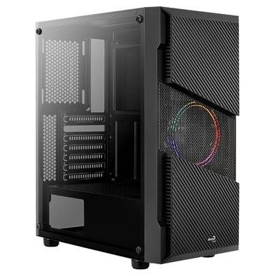 Gabinete Mid Tower de alto desempenho com design de painel frontal em malha para maior fluxo de ar e ventilação. O painel frontal em estilo de fibra d