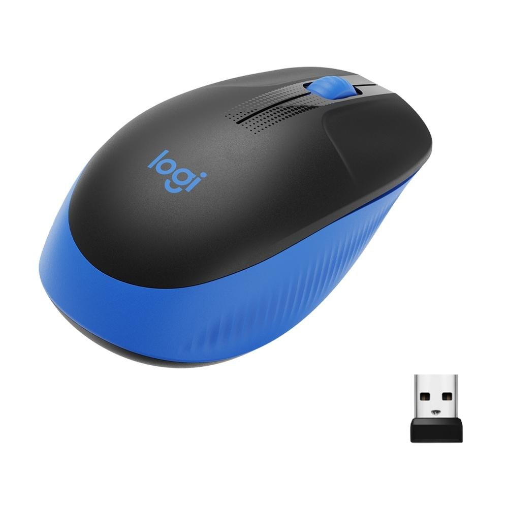 Imagem 3 de 9 do produto Mouse sem fio Logitech M190 com Design Ambidestro de Tamanho Padrão, Conexão USB e Pilha Inclusa, Azul - 910-005903