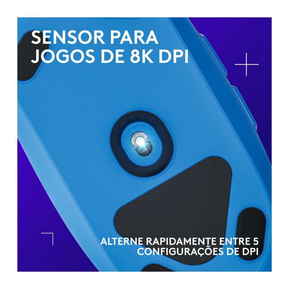 Mouse Gamer ( Balão.info) G203 LIGHTSYNC RGB, Efeito de Ondas de Cores, 6 Botões Programáveis e Até 8.000 DPI, Azul - 910-( Balão.info - foto 2