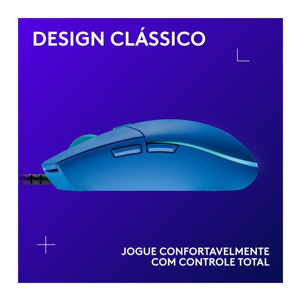 Mouse Gamer ( Balão.info) G203 LIGHTSYNC RGB, Efeito de Ondas de Cores, 6 Botões Programáveis e Até 8.000 DPI, Azul - 910-( Balão.info - foto 7