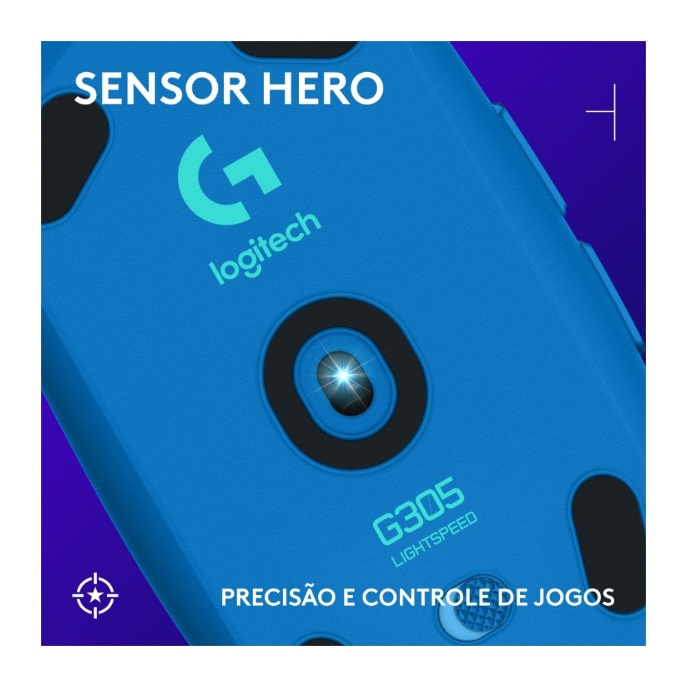 Mouse Gamer Sem Fio Logitech G305 LIGHTSPEED com 6 Botões Programáveis e Até 12.000 DPI, Azul - 910-006013