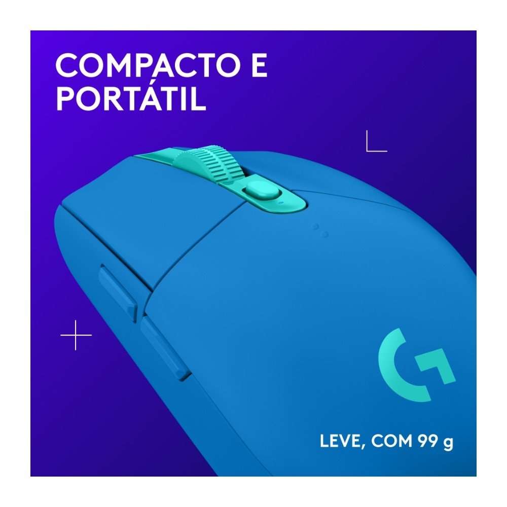 Mouse Gamer Sem Fio Logitech G305 LIGHTSPEED com 6 Botões Programáveis e Até 12.000 DPI, Azul - 910-006013