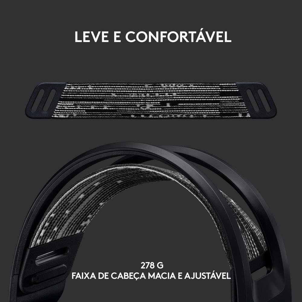 Headset Gamer Sem Fio Logitech G733 7.1 Dolby Surround RGB LIGHTSYNC, Blue VOICE para PC e PlayStation, Preto - 981-000863