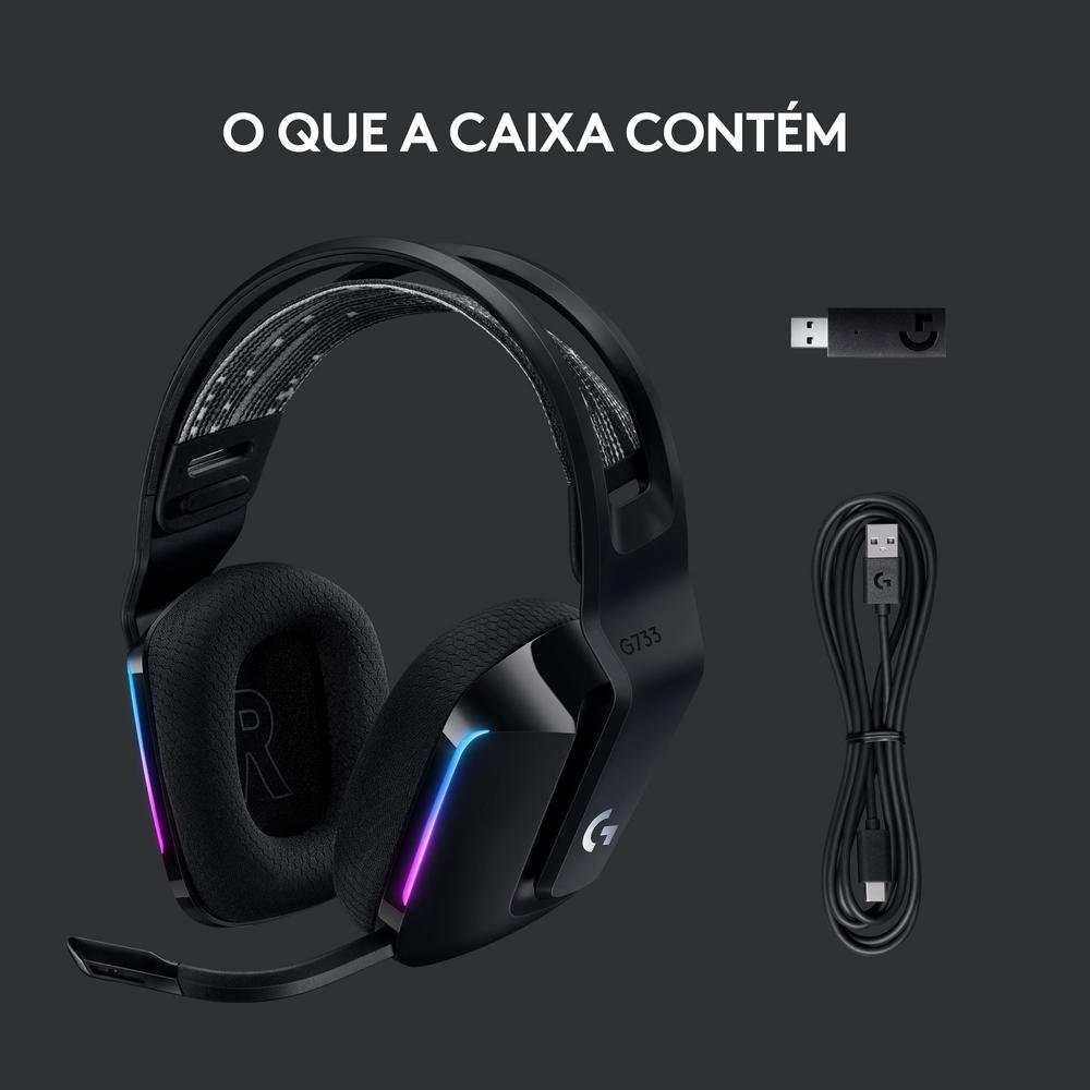 Headset Gamer Sem Fio Logitech G733 7.1 Dolby Surround RGB LIGHTSYNC, Blue VOICE para PC e PlayStation, Preto - 981-000863 - view 6