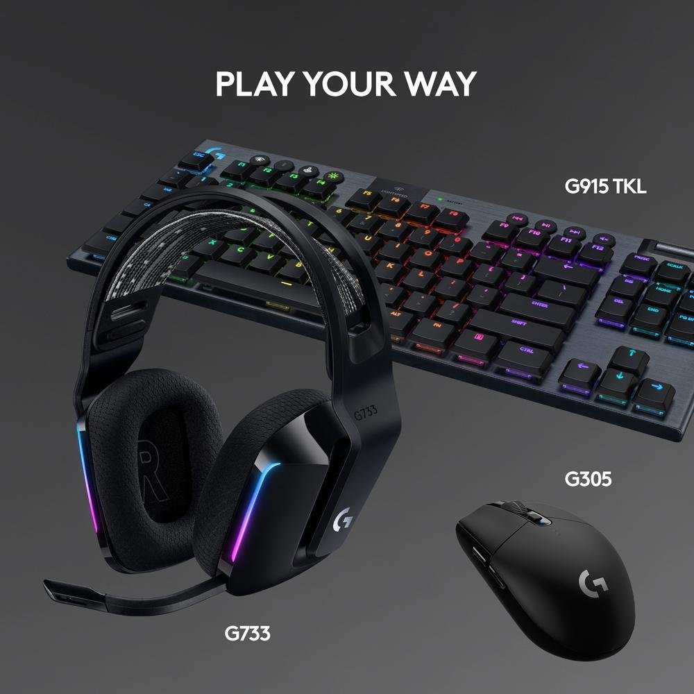 Headset Gamer Sem Fio Logitech G733 7.1 Dolby Surround RGB LIGHTSYNC, Blue VOICE para PC e PlayStation, Preto - 981-000863 - view 9