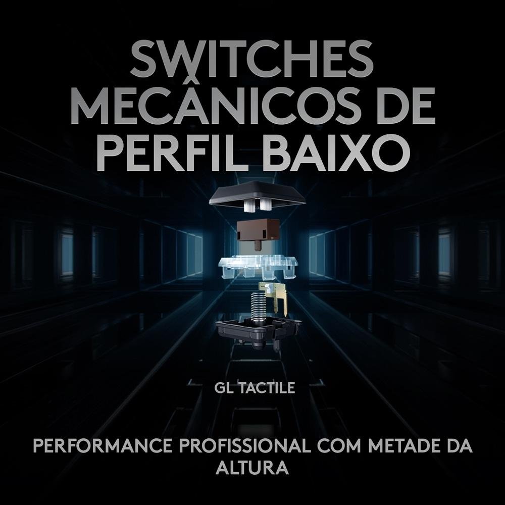 Imagem 8 de 10 do produto Teclado Mecânico Gamer Sem Fio Logitech G915 TKL RGB LIGHTSYNC, USB ou Bluetooth, Ultrafino, Switch GL Tactile, Branco - 920-009660