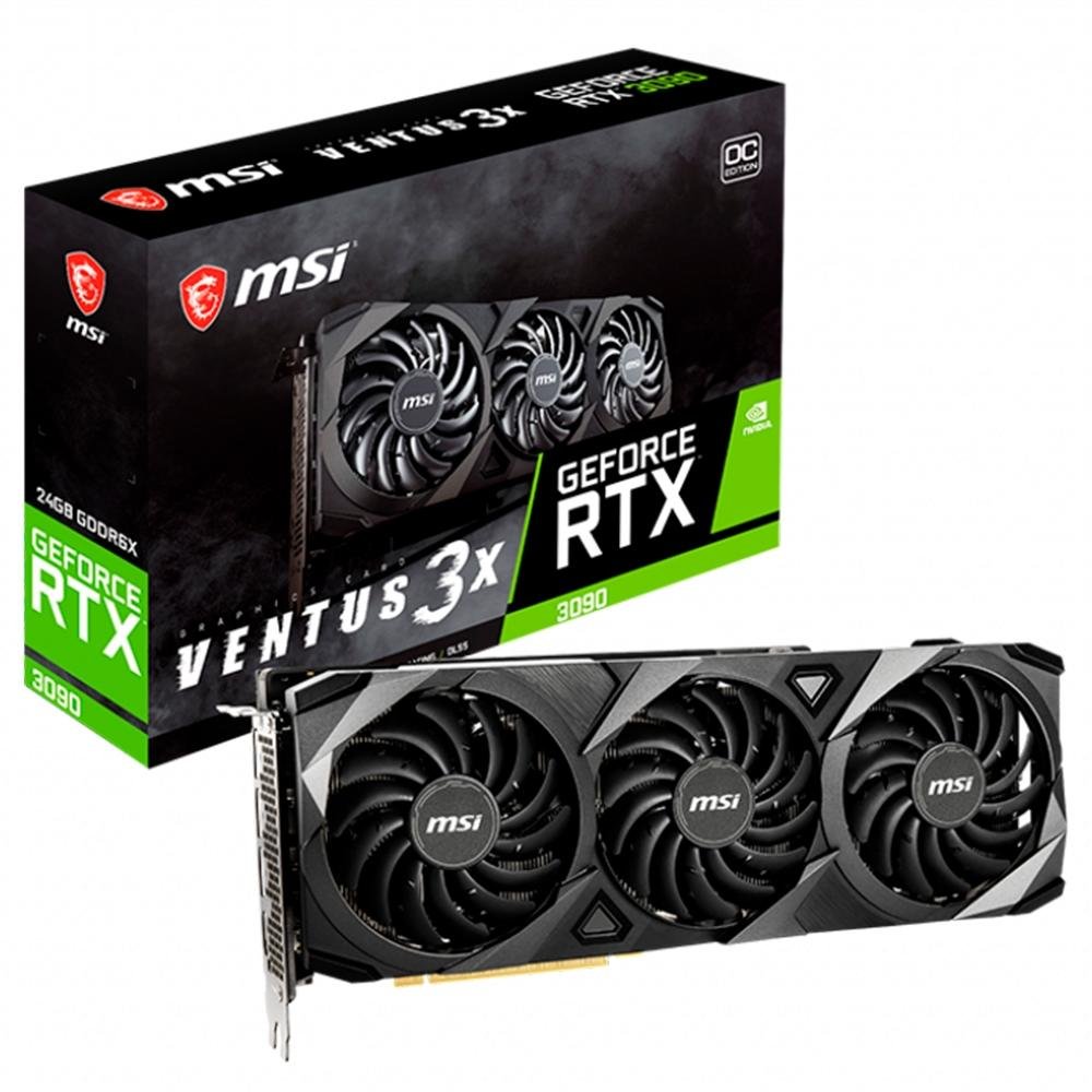 Placa de Vídeo RTX 3090 Ventus 3X 24G OC MSI NVIDIA Geforce, 24GB GDDR6X, Ray Tracing, DLSS