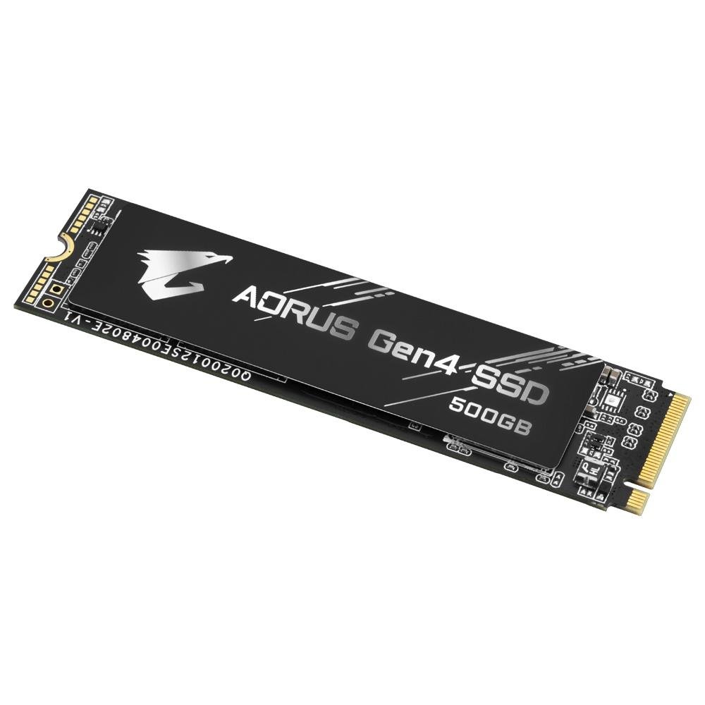 Imagem 2 de 3 do produto SSD 500 GB Aorus Gen4, M.2 NVMe, Leitura: 5000MB/s e Gravação: 2500MB/s, Preto - GP-AG4500G