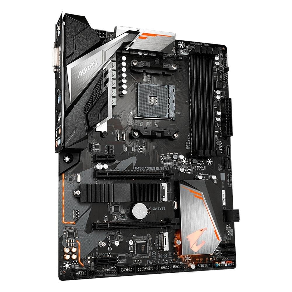 Imagem 2 de 5 do produto Placa-Mãe Gigabyte Aorus B450 Elite V2, AMD B450, Rev. 1.0, ATX, DDR4, Preto - B450 AORUS ELITE V2