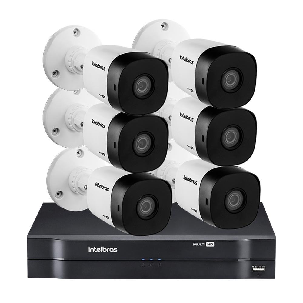 Kit 6 Câmeras de Segurança Intelbras HD 720p + DVR Intelbras 08 Canais HD 1080 - 1010B+1108 Kit 6 Câmeras de Segurança Intelbras HD 720p + DVR Intelbras 08 Canais HD 1080 - 1010B+1108
