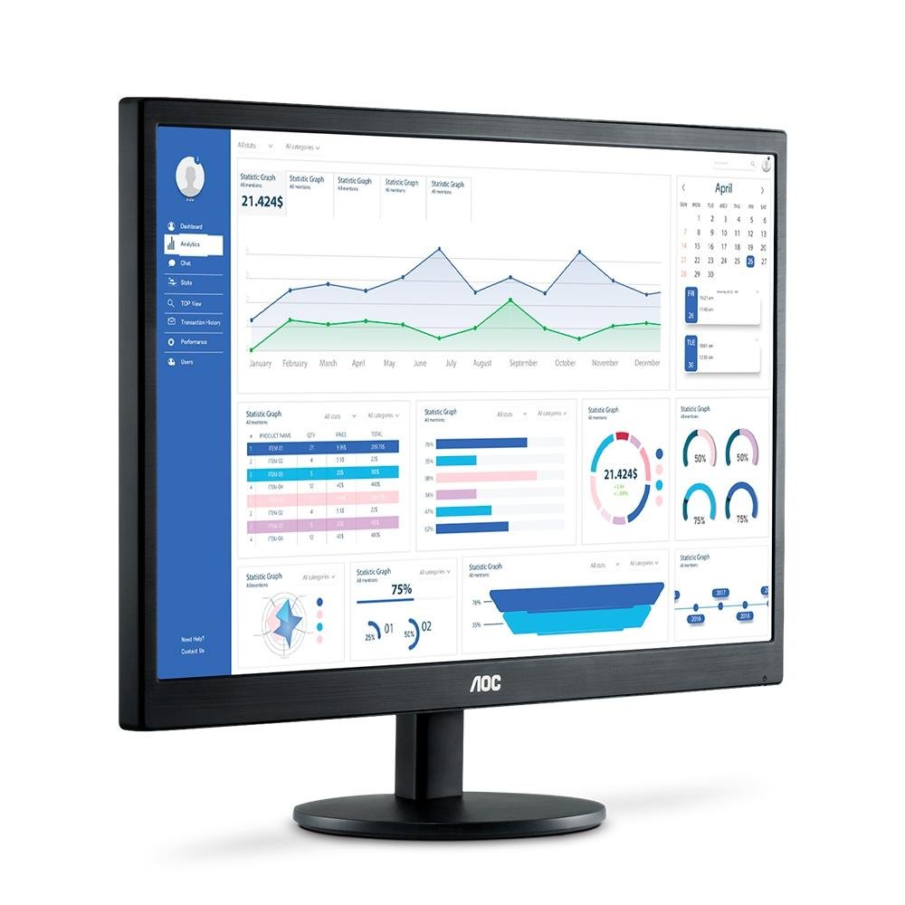Monitor AOC 21.5' LED, Wide, Full HD, HDMI/VGA, VESA - E2270SWHEN